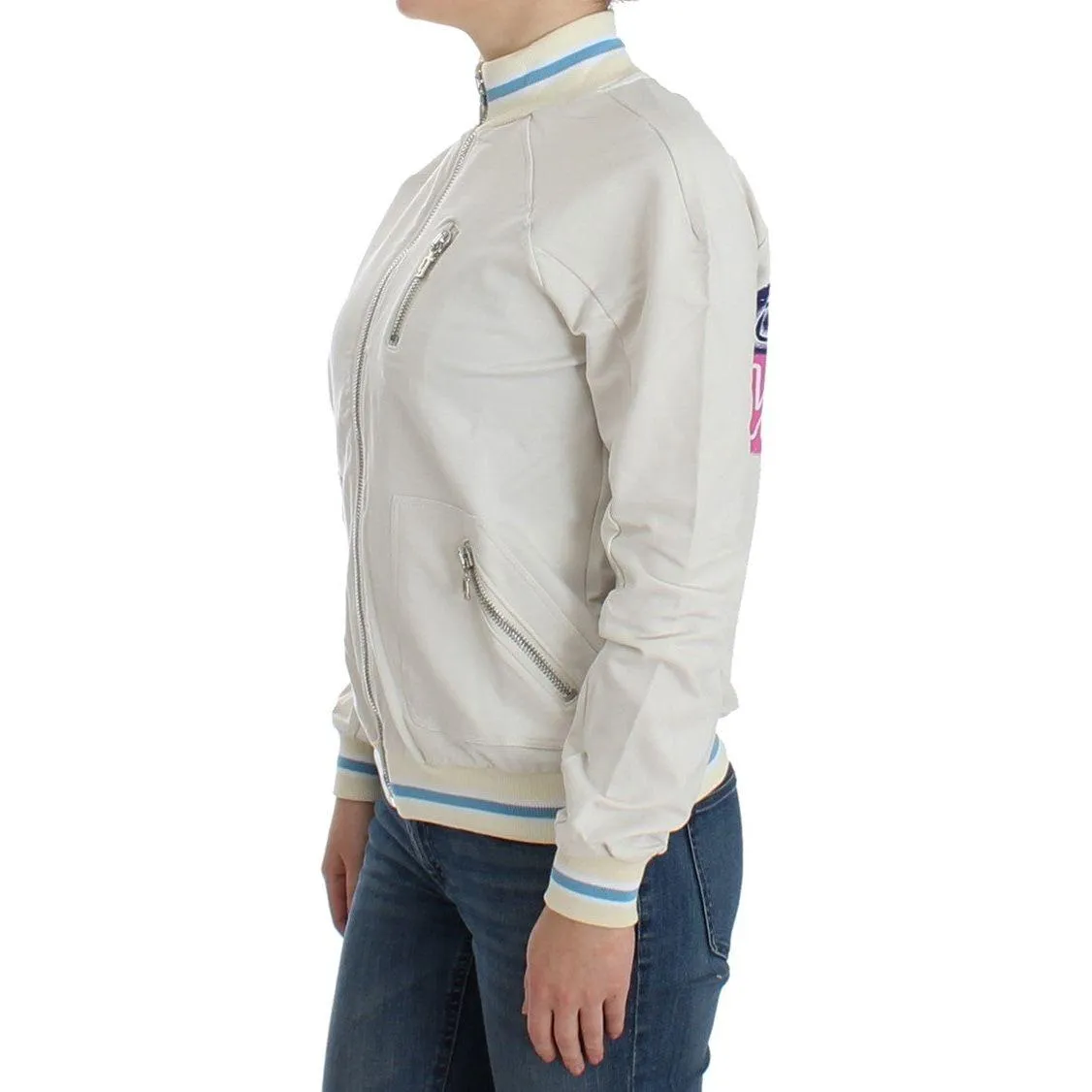 John Galliano Elegant White Zip Cardigan