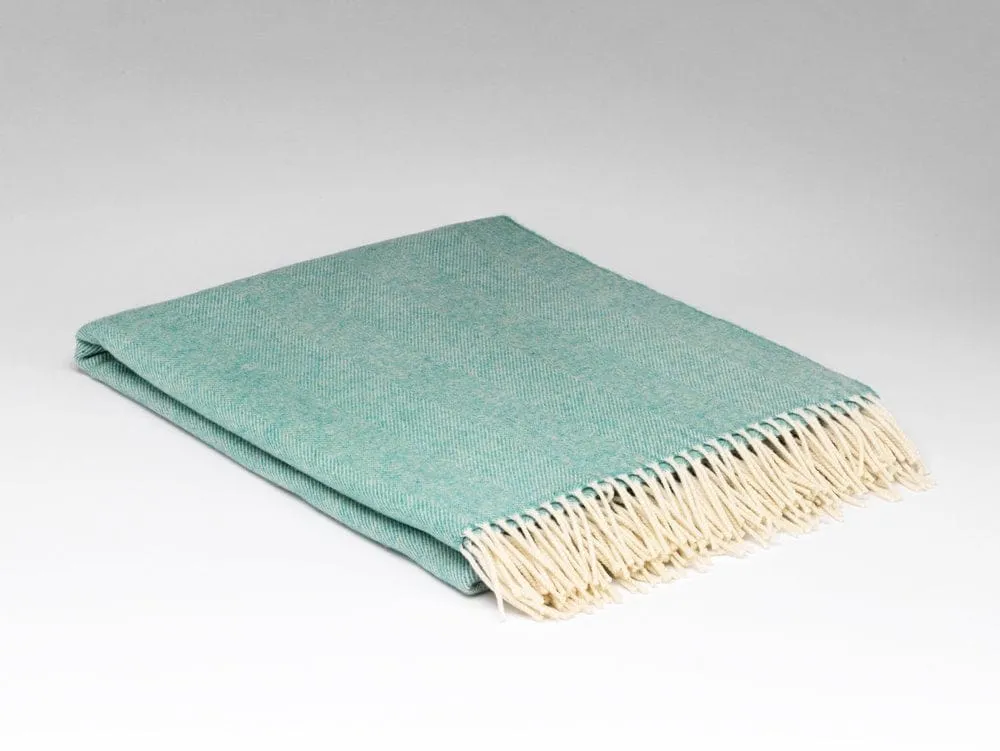 Lambswool Throw - Spearmint Herringbone