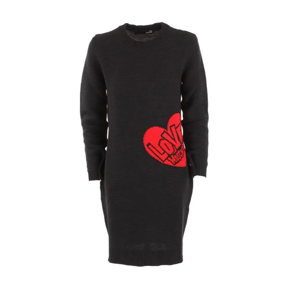 Love Moschino Chic Heart Pattern Knit Wool-Blend Dress