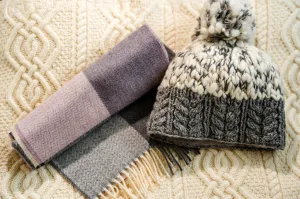 Luxury Thick Knitted Bobble Hat & Scarf Set