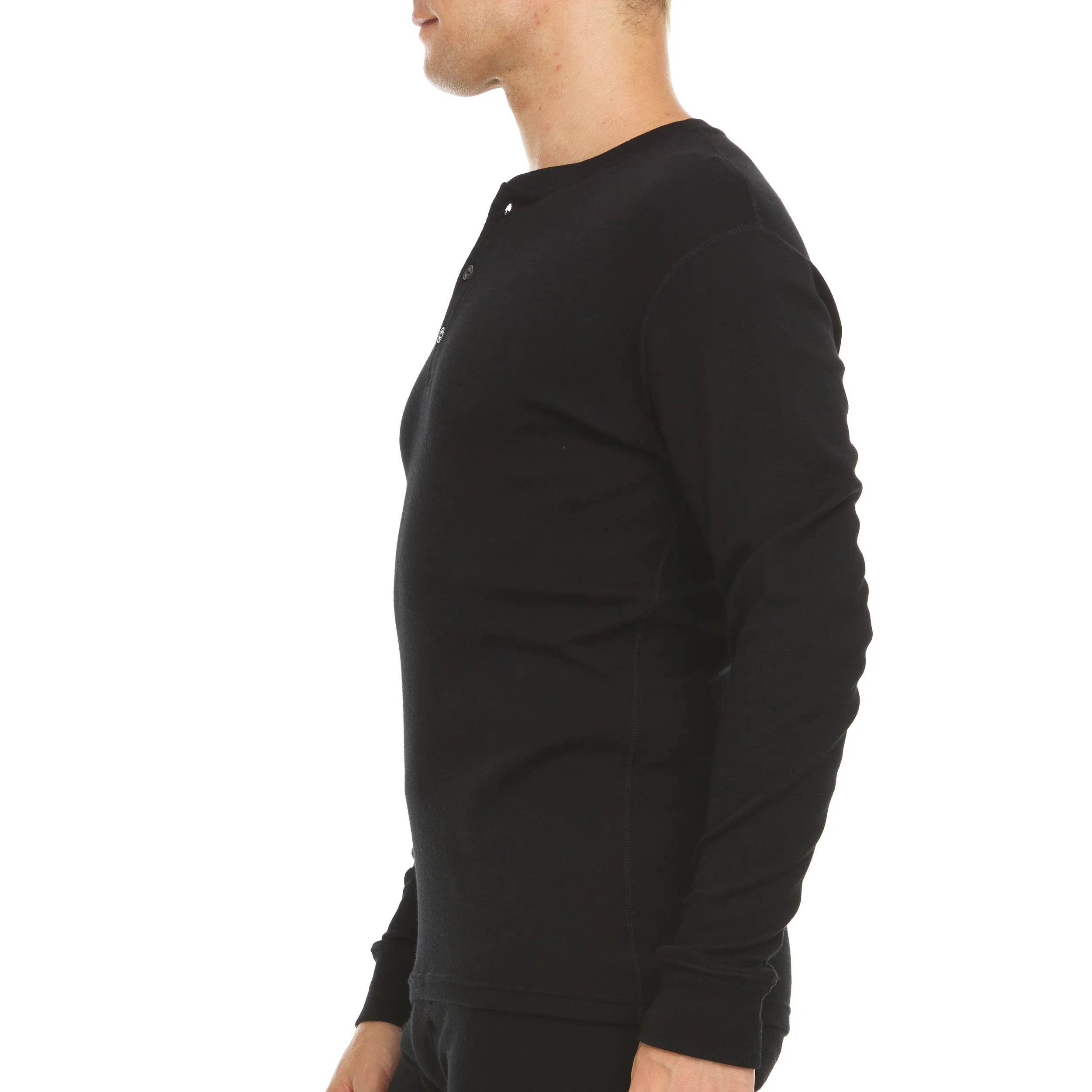 Midweight - Men's Long Sleeve Henley 100% Merino Wool