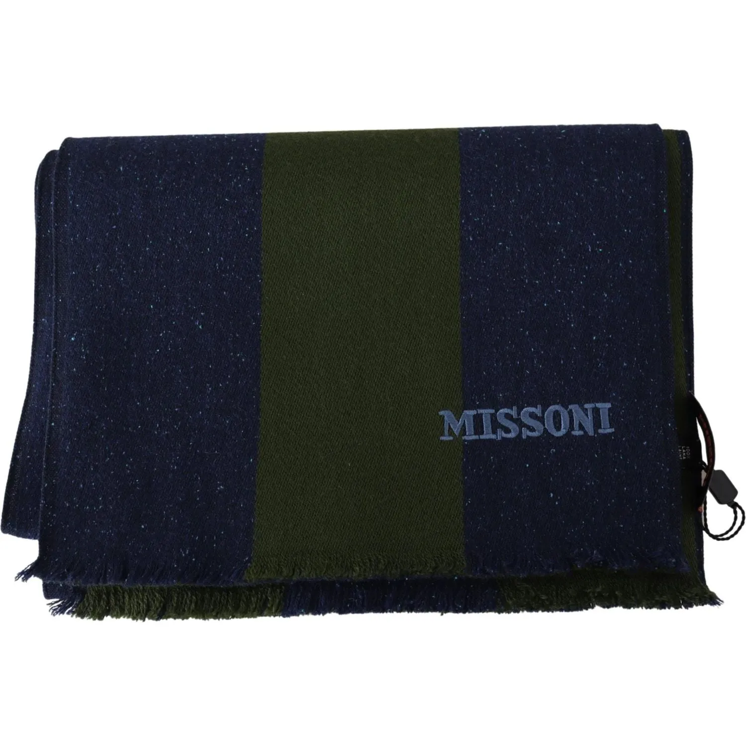 Missoni Authentic Wool Scarf with Stripes and Logo Embroidery