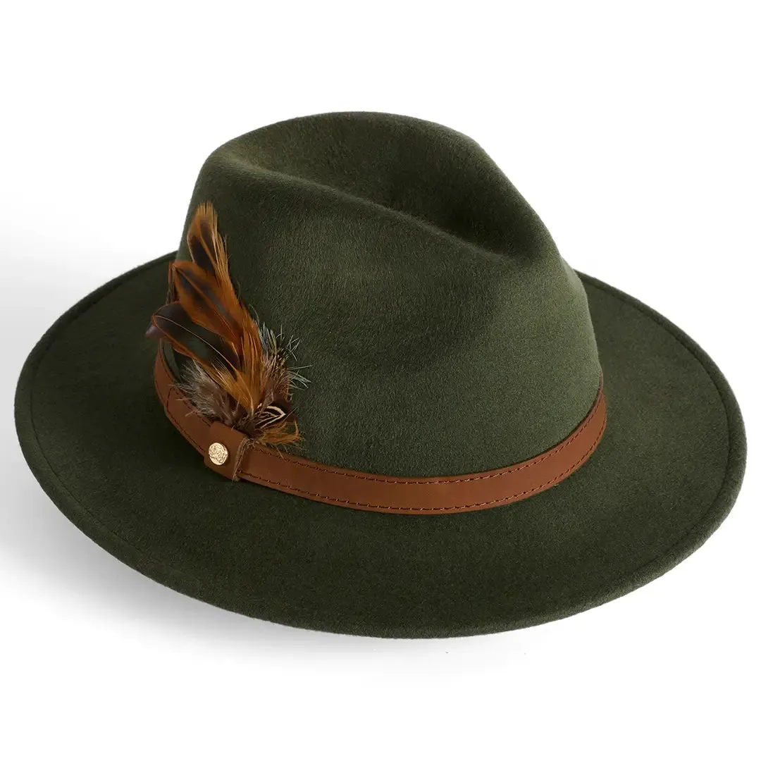 Northumberland Brushed Wool Felt Ladies Fedora - Hunter by Failsworth