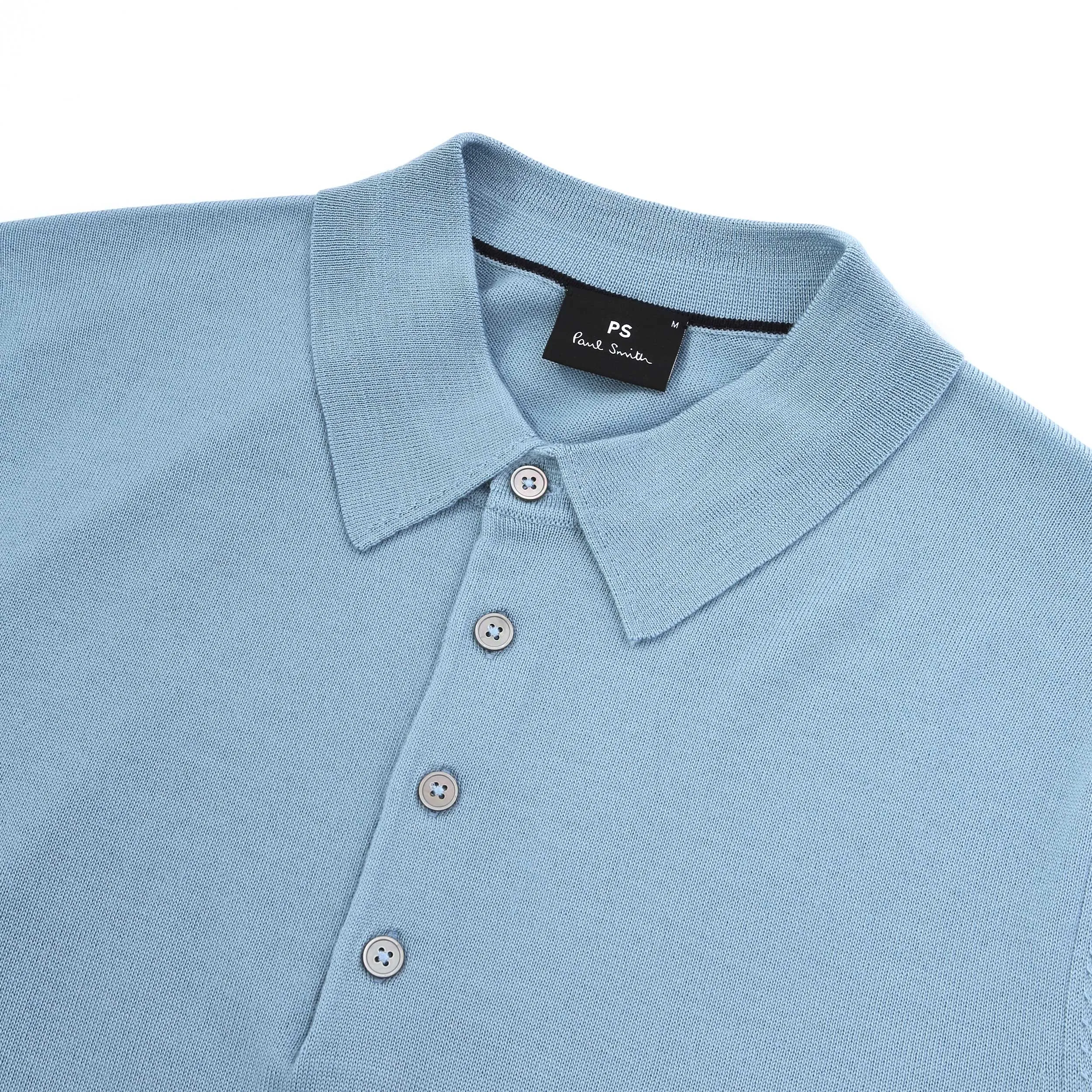 Paul Smith Sweater LS Polo in Sky Blue