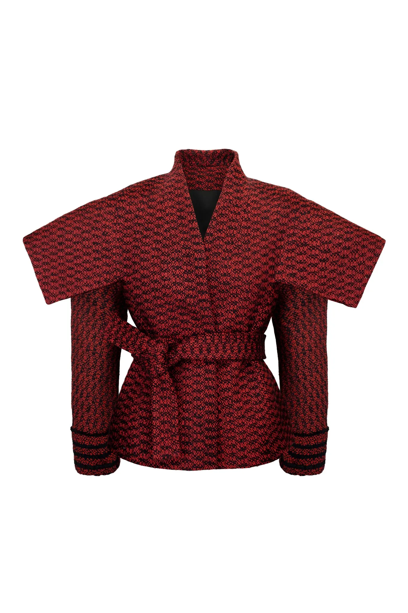 Red and Black Fleck Wool "Armour" Jacket