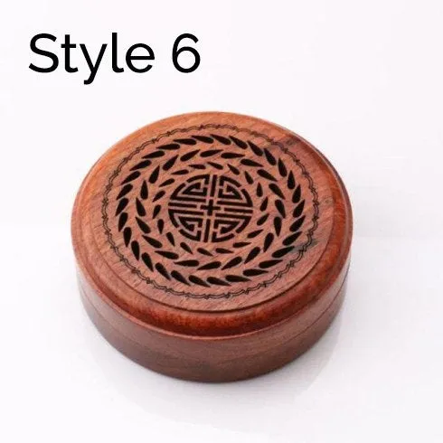 Round Wooden Incense Stick Holder - Incense burner - Traditional Chinese Mandala Décor - Burner Box - Ash Catcher - Boho Hippie Natural