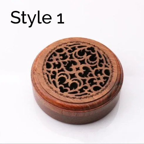 Round Wooden Incense Stick Holder - Incense burner - Traditional Chinese Mandala Décor - Burner Box - Ash Catcher - Boho Hippie Natural