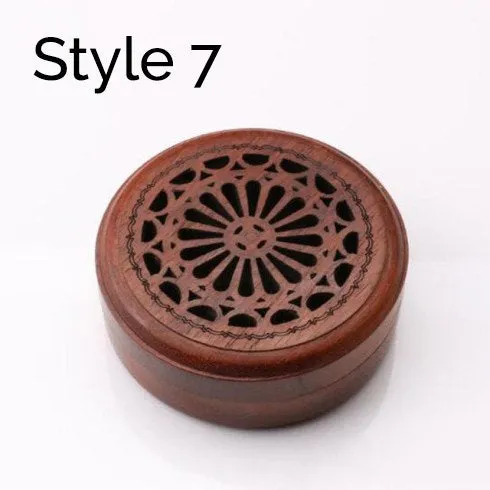 Round Wooden Incense Stick Holder - Incense burner - Traditional Chinese Mandala Décor - Burner Box - Ash Catcher - Boho Hippie Natural