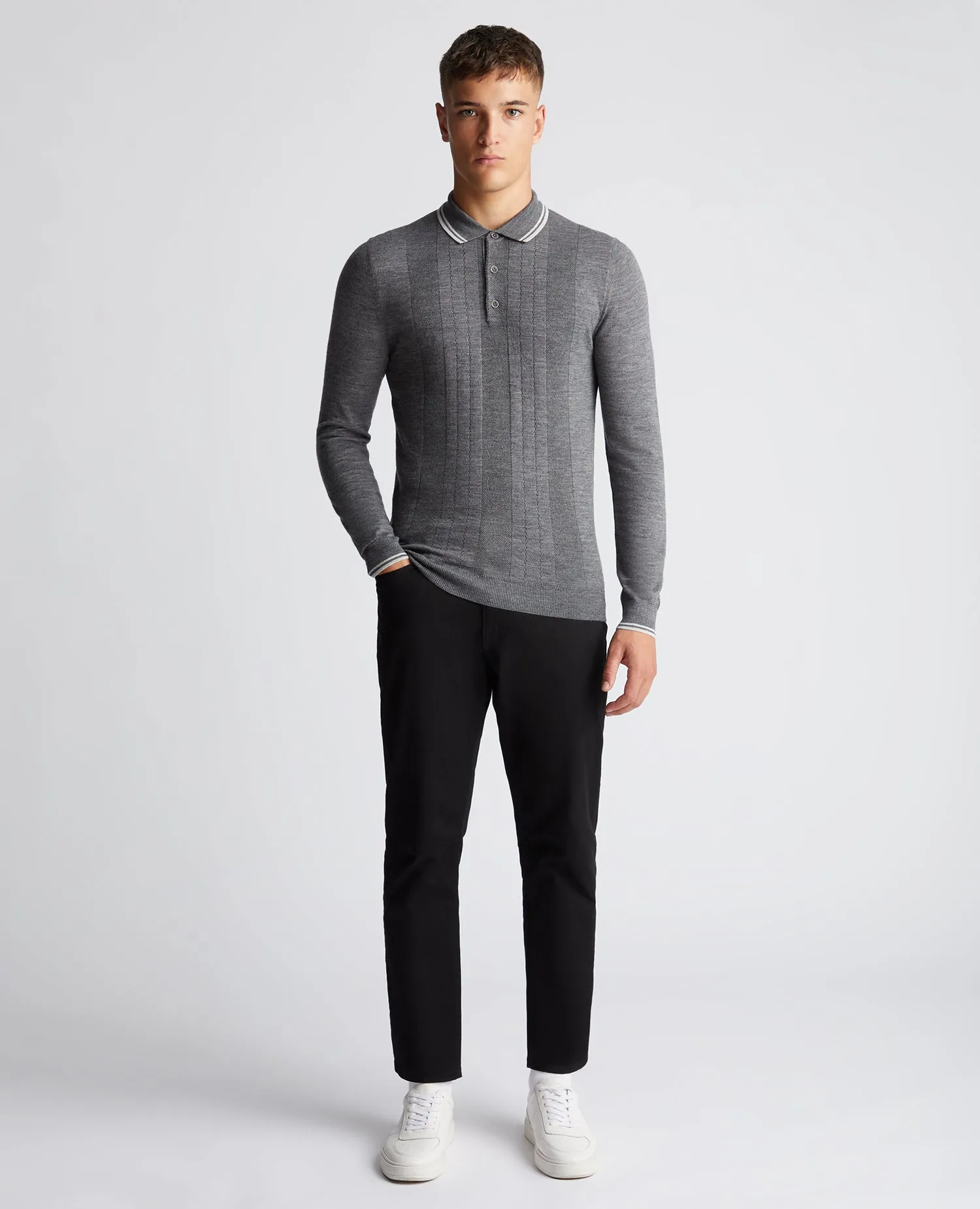 Slim Fit Merino Wool Knitted Polo