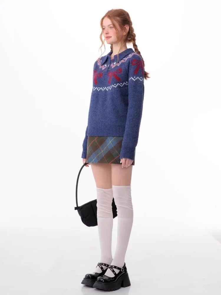 Soft and thick Fair Isle polo neck sweater【s0000006172】