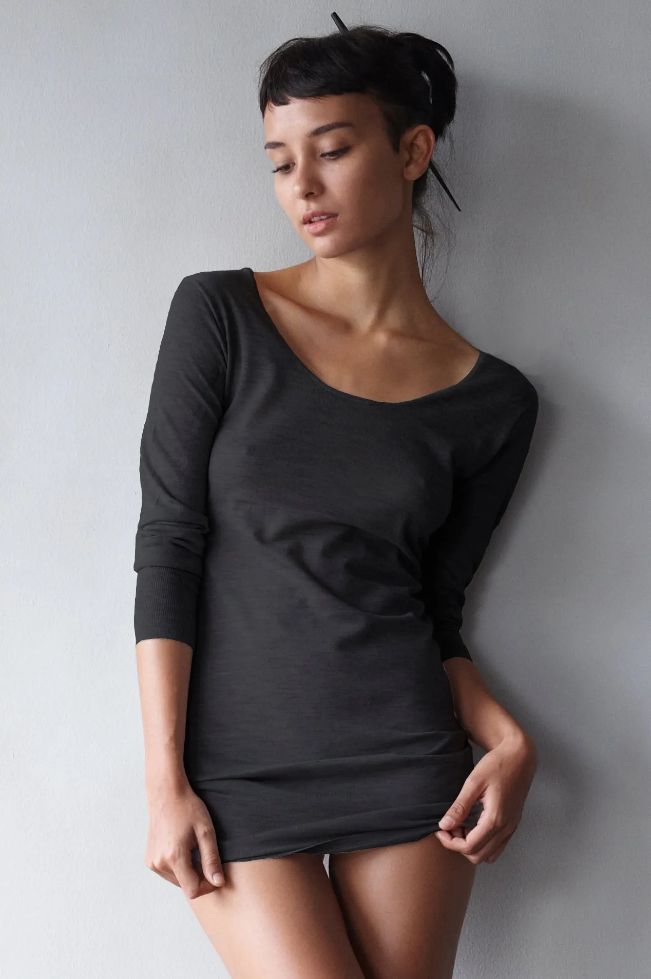 Superfine Cashmere Long-sleeve Long T