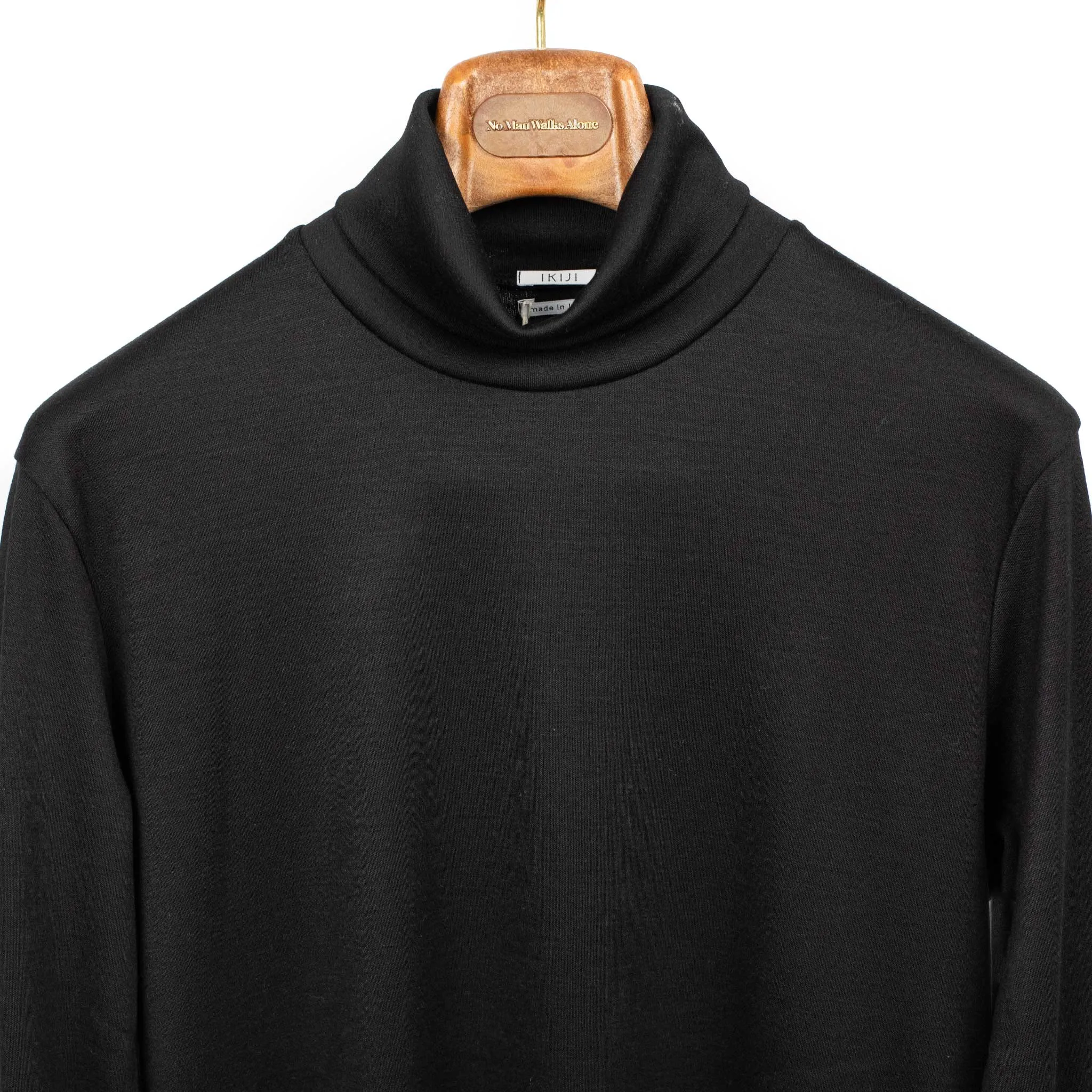 Turtleneck in black wool jersey