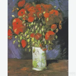 Vase with Red Poppies - Diamond Painting