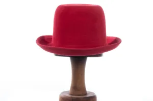 Vintage Red Felt Fedora Style Hat Size M