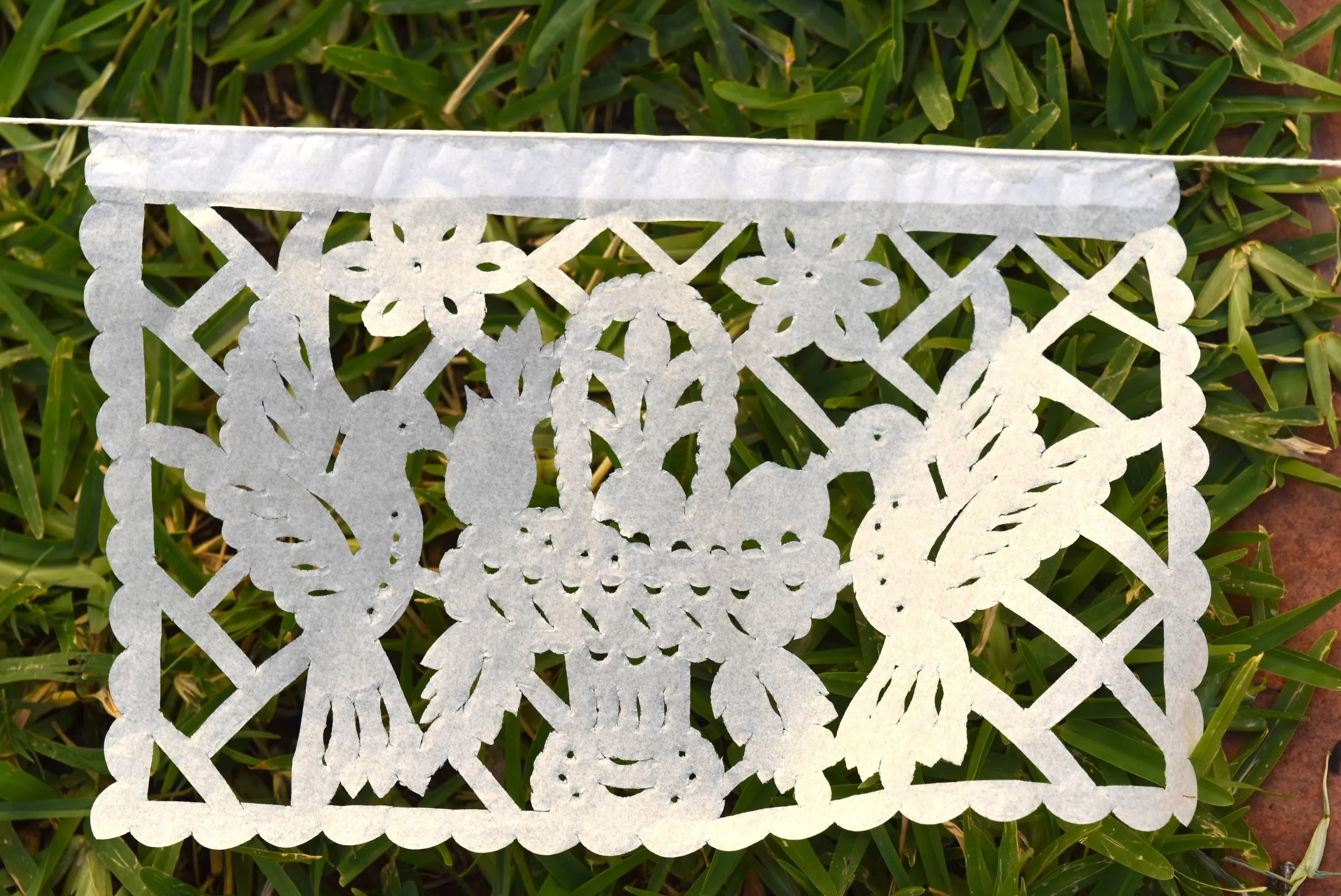 White Papel Picado Bunting Decorations for Any Occasion | 10 x 5m (16ft) Garlands with Medium Flags