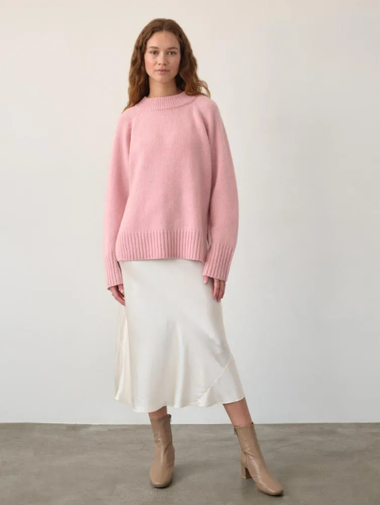 White   Warren - Lofty Cashmere Blend Marled Crewneck In Pink Marl