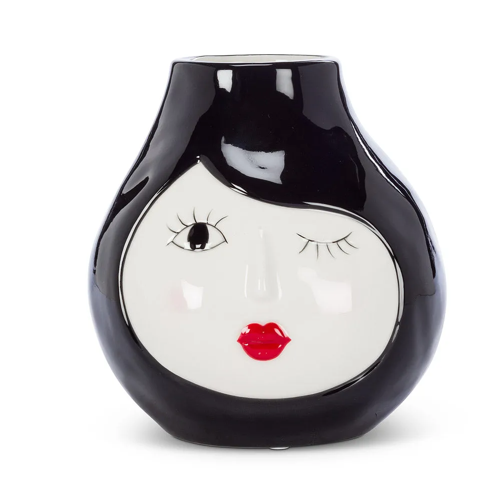 Winking Face Vase, Black & White